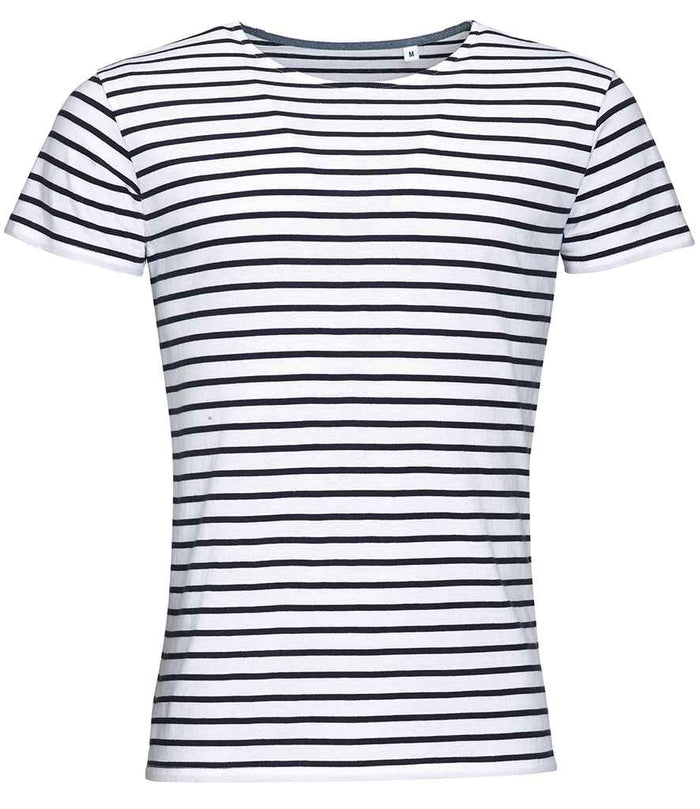SOL'S Miles Striped T-Shirt 01398 - White/Navy