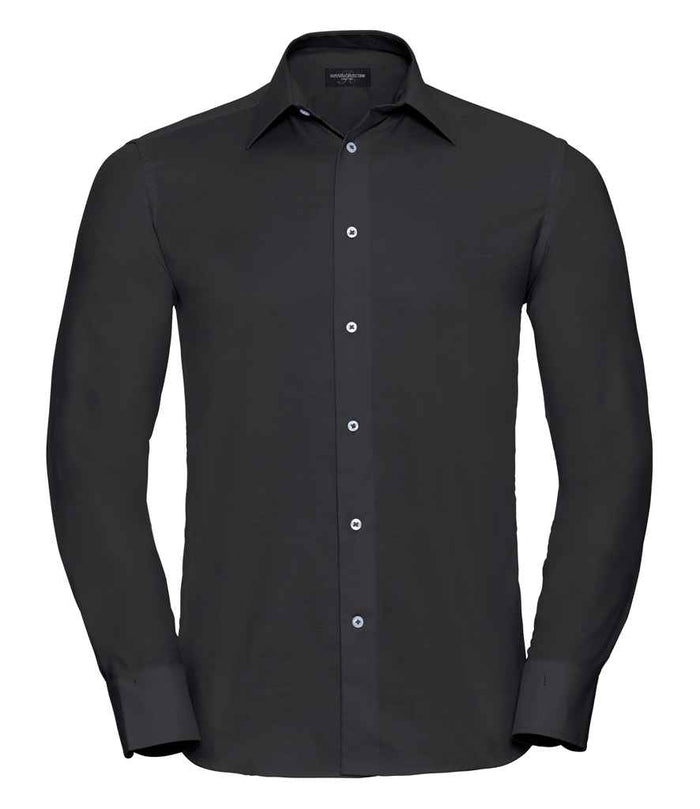 Russell Athletic Collection Long Sleeve Tailored Oxford Shirt 922M - Black
