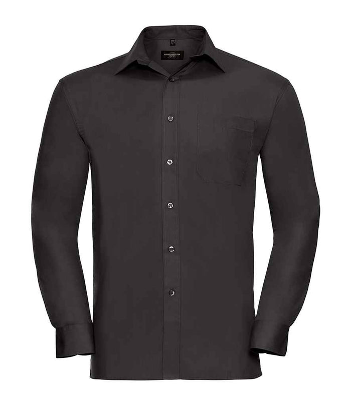 Russell Athletic Collection Long Sleeve Easy Care Cotton Poplin Shirt 936M - Black