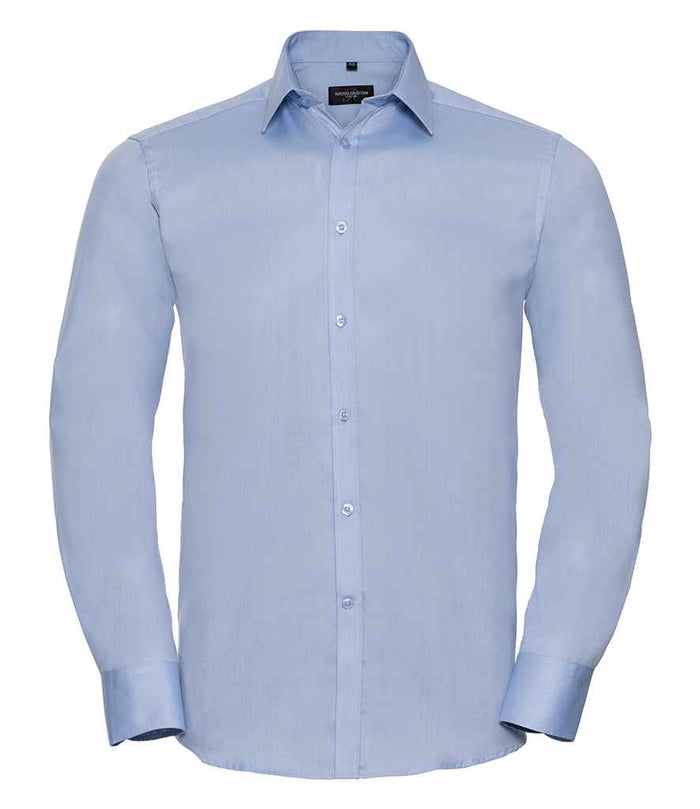 Russell Athletic Collection Long Sleeve Herringbone Shirt 962M - Light Blue