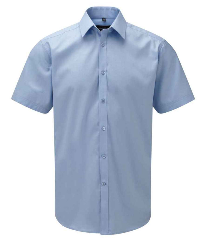 Russell Athletic Collection Short Sleeve Herringbone Shirt 963M - Light Blue