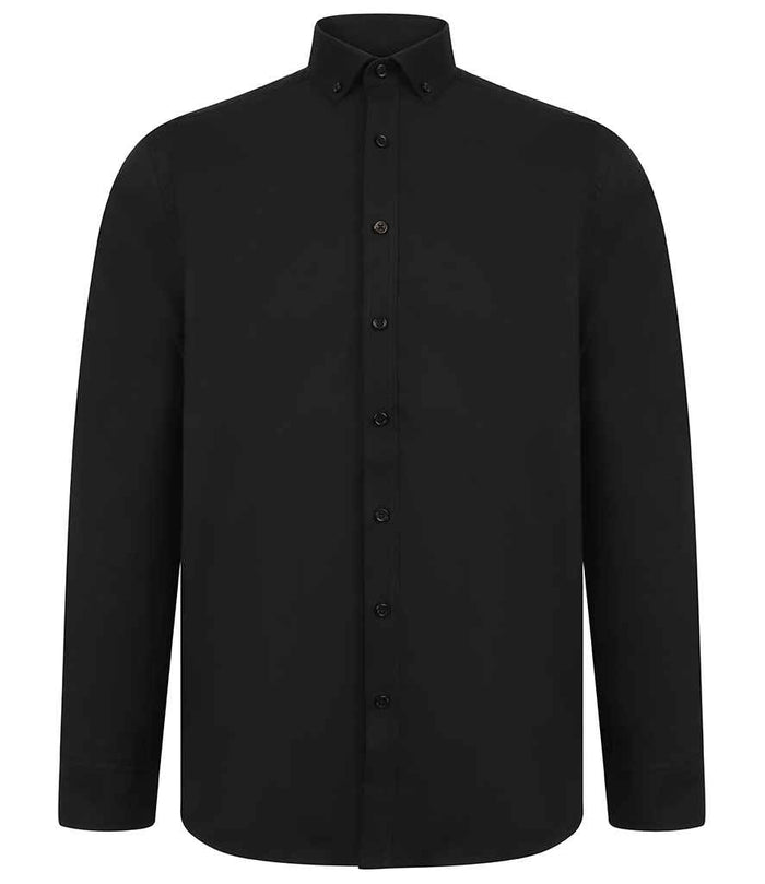 Henbury Modern Long Sleeve Regular Fit Oxford Shirt H512R - Black