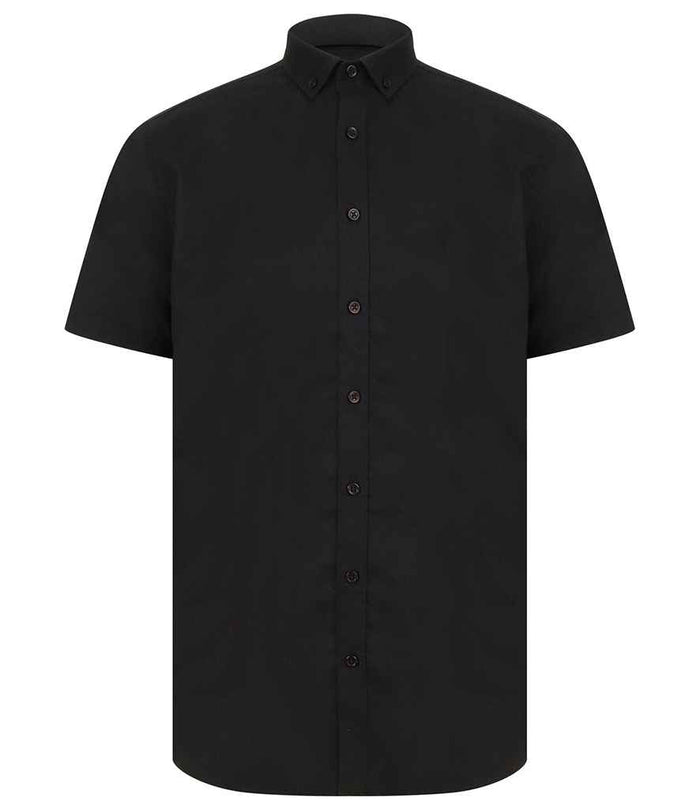 Henbury Modern Short Sleeve Regular Fit Oxford Shirt H517R - Black