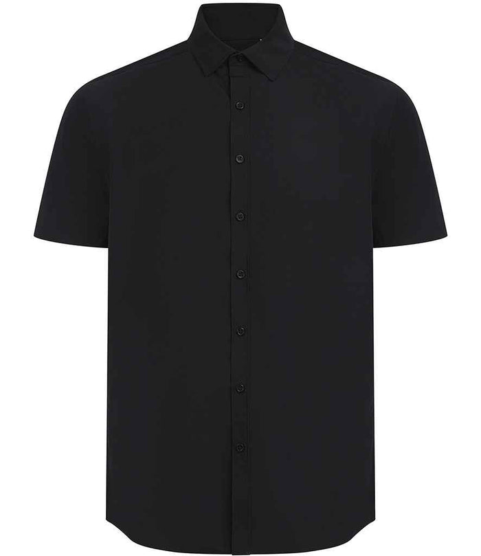 Henbury Short Sleeved Cotton Feel Coolplus® Shirt H588 - Black