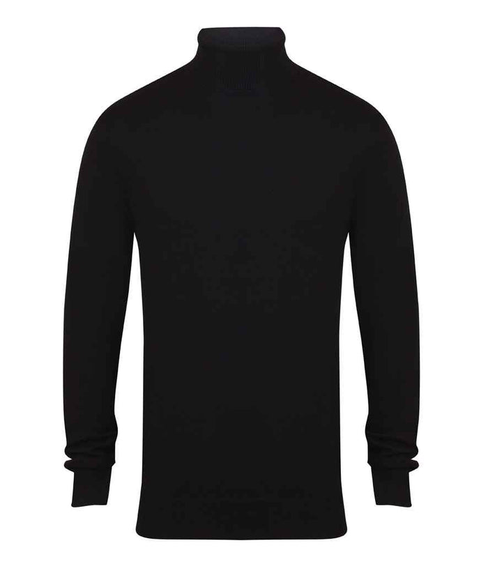 Henbury Roll Neck Sweater H727 - Black