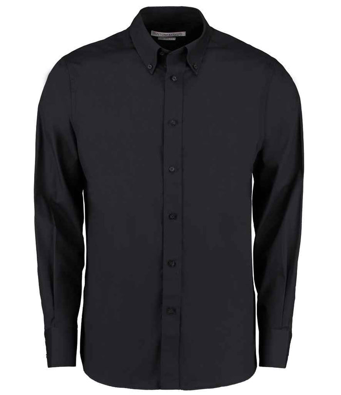 Kustom Kit Long Sleeve Tailored City Business Shirt K386 - Black