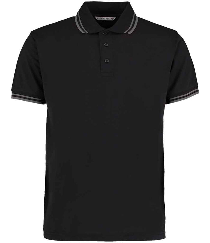 Kustom Kit Contrast Tipped Poly/Cotton Piqué Polo Shirt K409 - Black/Charcoal