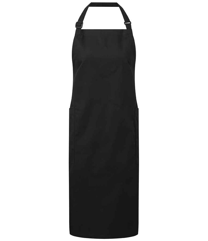 Premier Recycled Polyester and Fairtrade Organic Cotton Bib Apron PR120 - Black