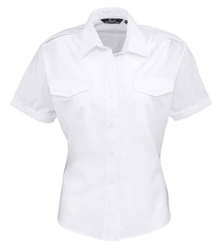 Premier Ladies Short Sleeve Pilot Shirt PR312 - White