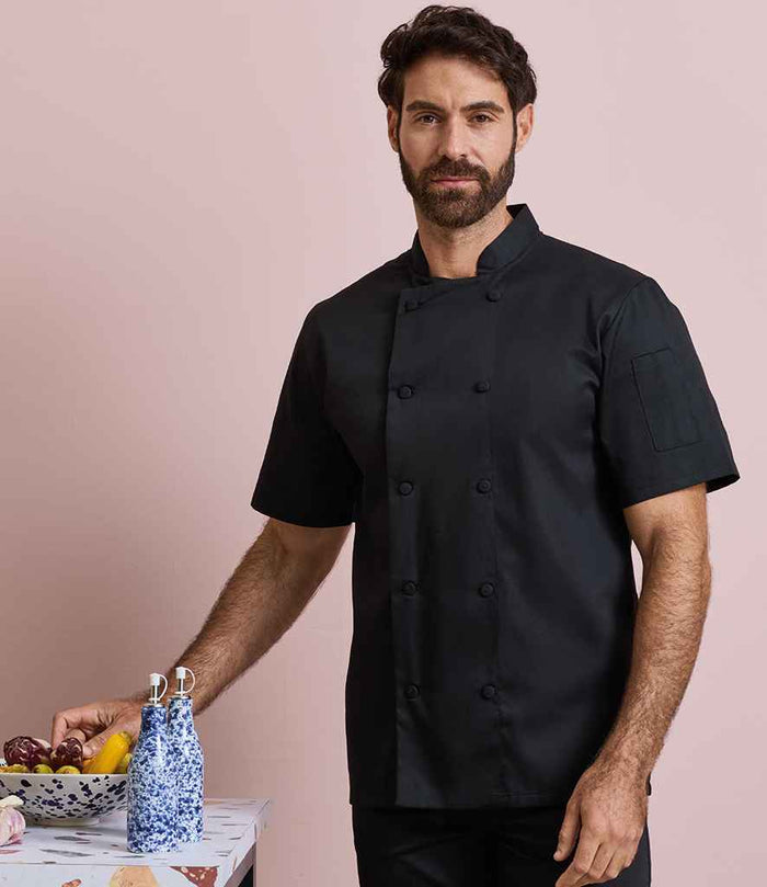Premier Coolchecker® Short Sleeve Chef's Jacket PR902 - PR902 Black Model