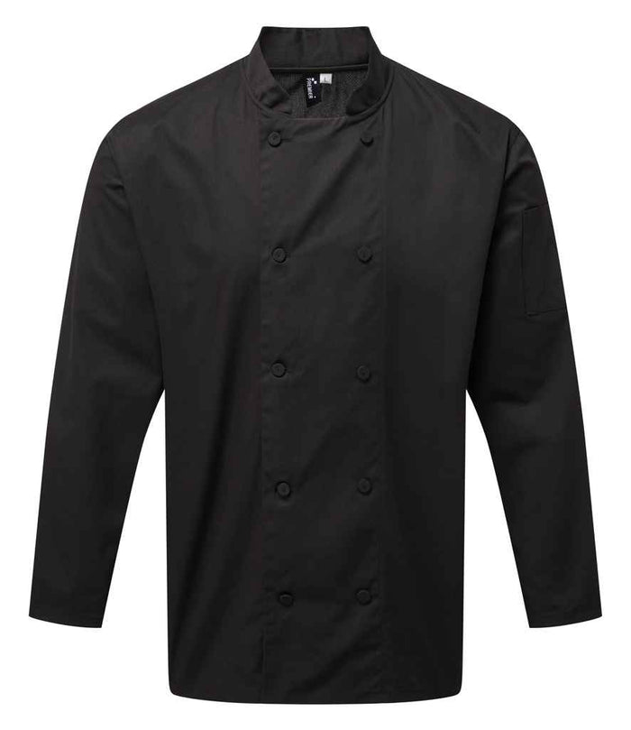 Premier Coolchecker® Long Sleeve Chef's Jacket PR903 - Black