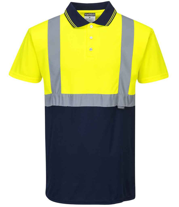 Portwest Hi-Vis Two Tone Polo Shirt PW062 - Yellow/Navy