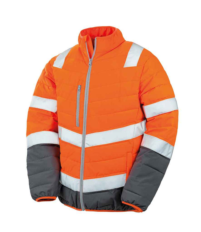 Result Safe-Guard Soft Safety Jacket RS325M - Fluorescent Orange/Grey