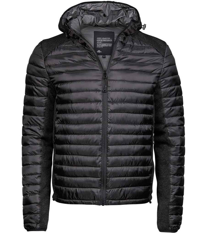 Tee Jays Crossover Hooded Padded Outdoor Jacket T9610 - Black/Black Melange