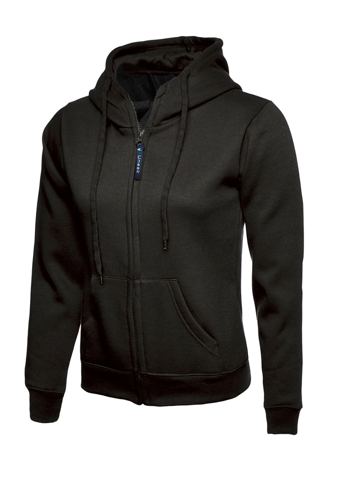 Ladies Classic Full Zip Hooded Sweatshirt UC505 - Black