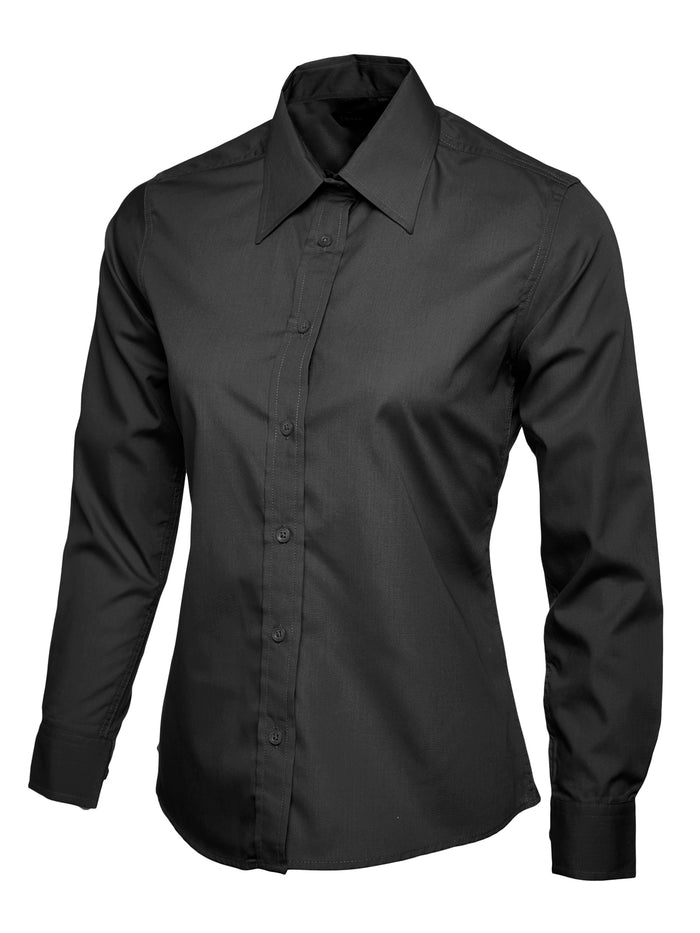 Ladies Poplin Full Sleeve Shirt UC711 - Black