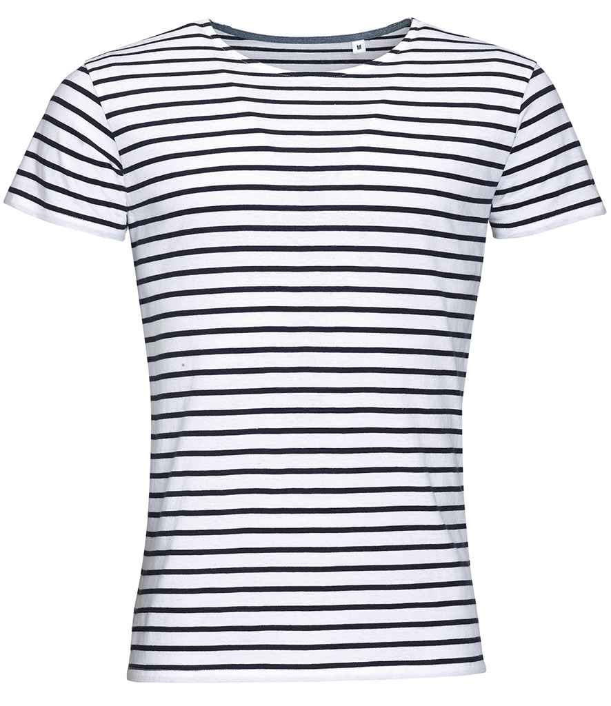 SOL'S Miles Striped T-Shirt 01398 - White/Navy