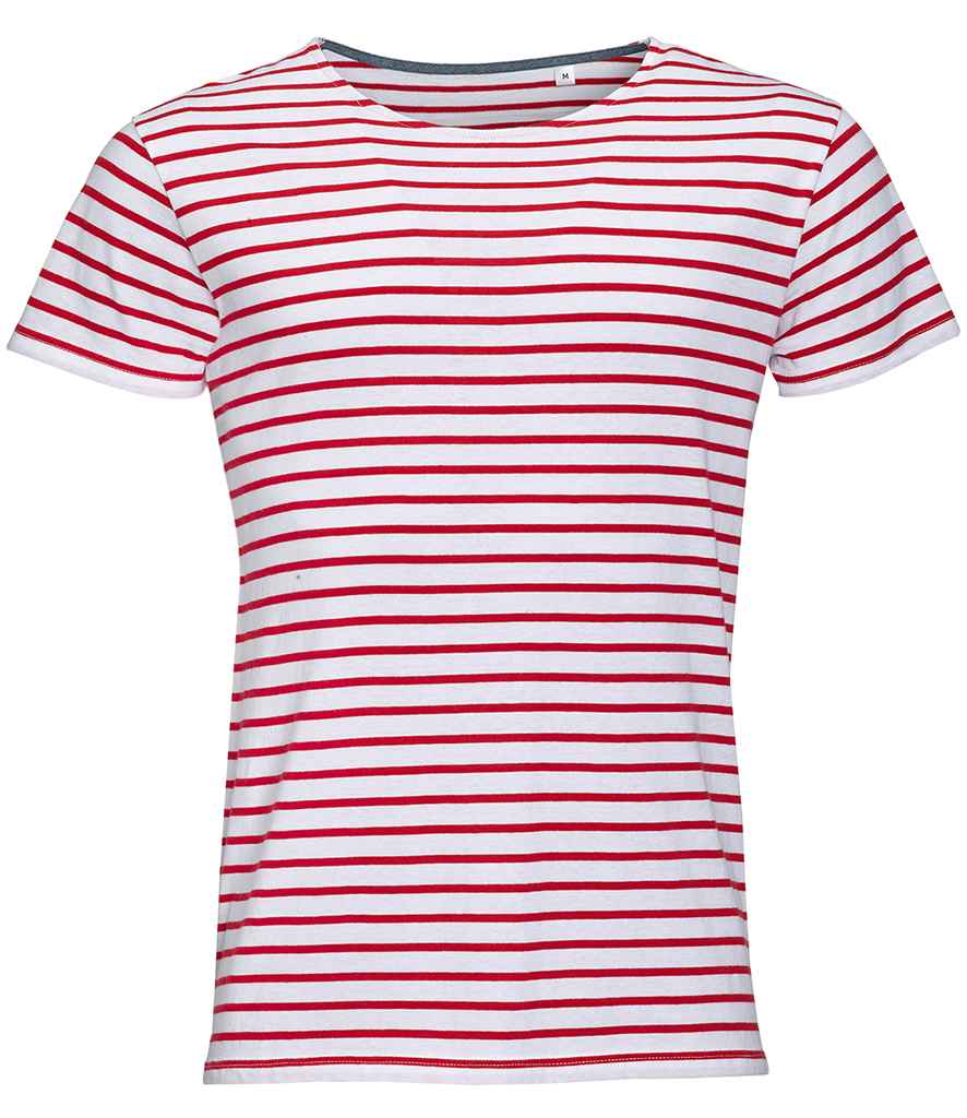 SOL'S Miles Striped T-Shirt 01398 - White/Red