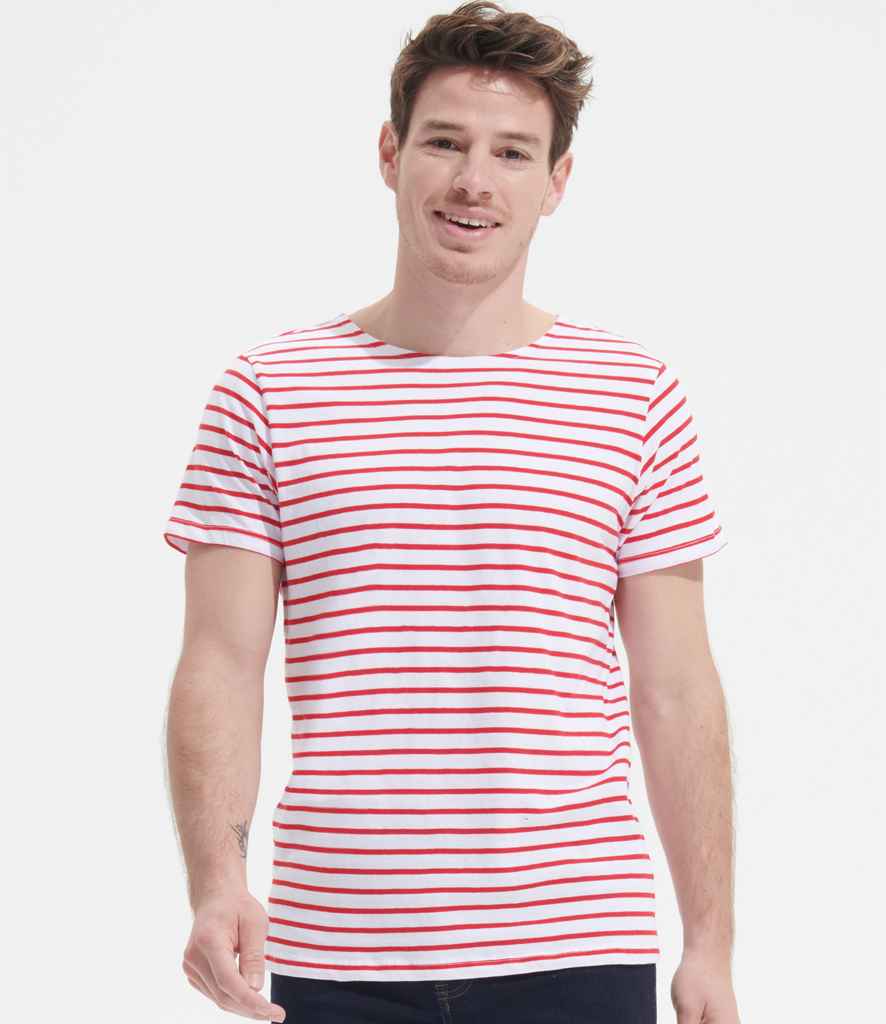 SOL'S Miles Striped T-Shirt 01398 - 01398 White/Red Model