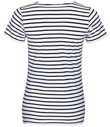 SOL'S Ladies Miles Striped T-Shirt 01399 - 01399 White/Navy Back