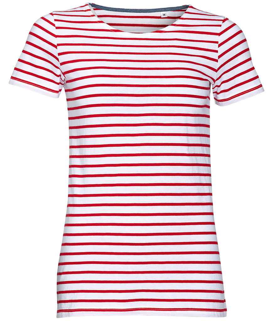 SOL'S Ladies Miles Striped T-Shirt 01399 - White/Red
