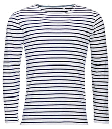 SOL'S Marine Long Sleeve Striped T-Shirt 01402 - White/Navy