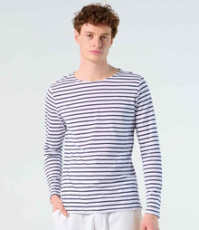 SOL'S Marine Long Sleeve Striped T-Shirt 01402 - 01402 White/Navy Model