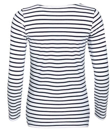 SOL'S Ladies Marine Long Sleeve Striped T-Shirt 01403 - 01403 White/Navy Back