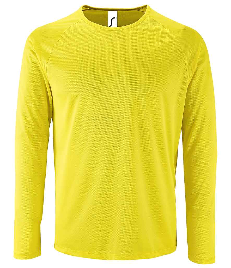 SOL'S Sporty Long Sleeve Performance T-Shirt 02071 - Neon Yellow