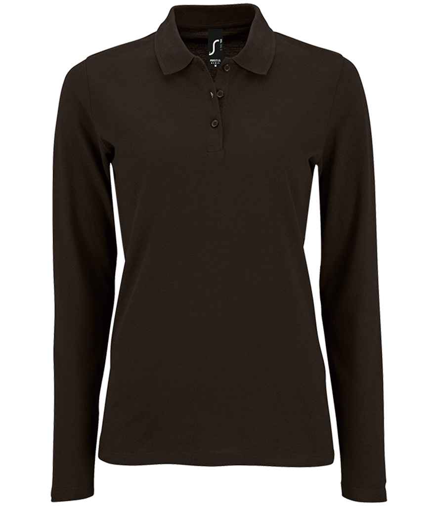 SOL'S Ladies Perfect Long Sleeve Piqué Polo Shirt 02083 - Black