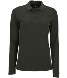 SOL'S Ladies Perfect Long Sleeve Piqué Polo Shirt 02083 - Charcoal Marl