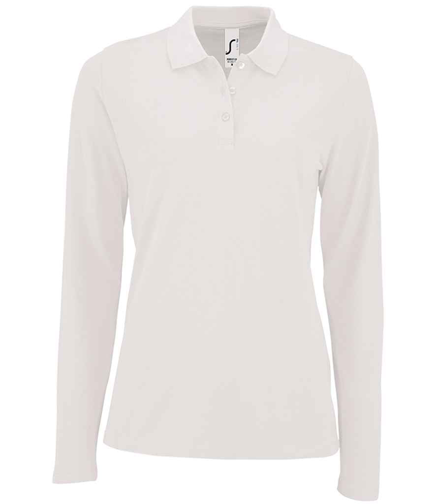 SOL'S Ladies Perfect Long Sleeve Piqué Polo Shirt 02083 - White