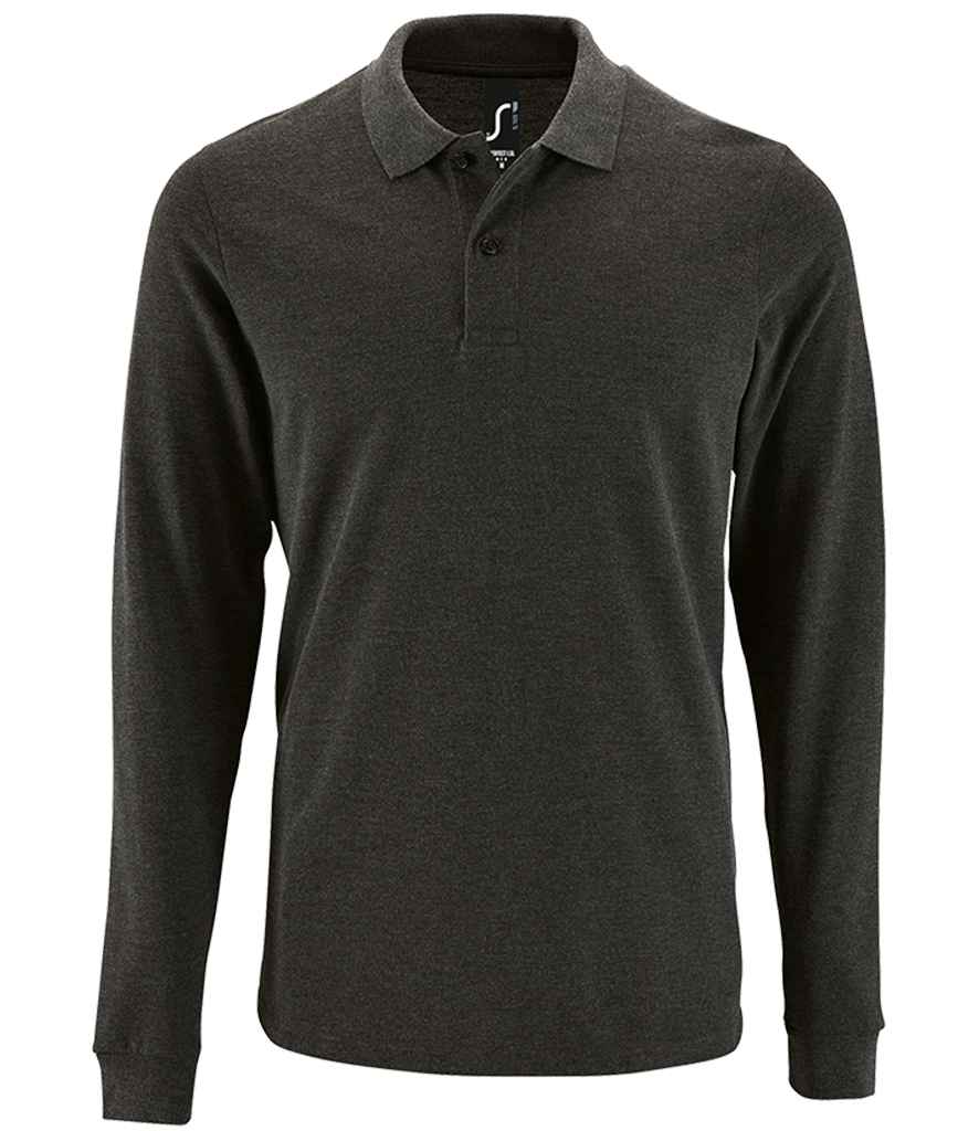 SOL'S Perfect Long Sleeve Piqué Polo Shirt 02087 - Charcoal Marl