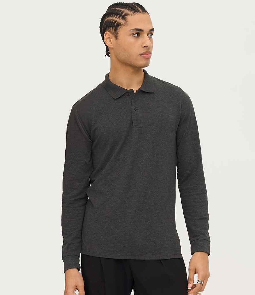 SOL'S Perfect Long Sleeve Piqué Polo Shirt 02087 - 02087 Charcoal Marl Model