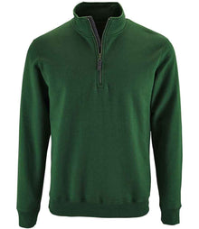 SOL'S Stan Contrast Zip Neck Sweatshirt 02088 - Bottle Green