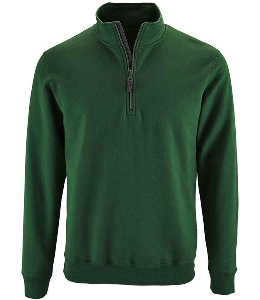 SOL'S Stan Contrast Zip Neck Sweatshirt 02088 - Bottle Green