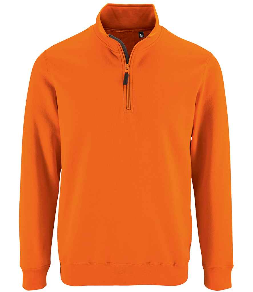 SOL'S Stan Contrast Zip Neck Sweatshirt 02088 - Orange