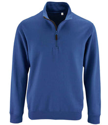 SOL'S Stan Contrast Zip Neck Sweatshirt 02088 - Royal Blue