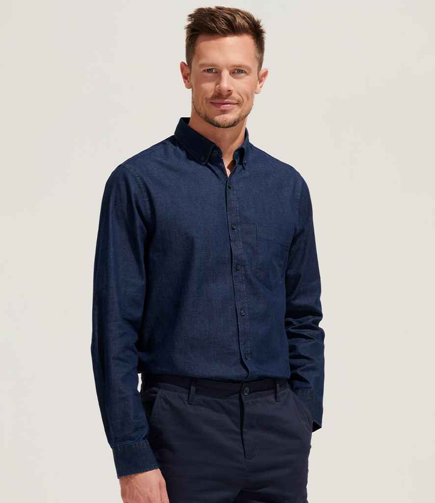SOL'S Barry Long Sleeve Denim Shirt 02100 - 02100 Denim Brut Model