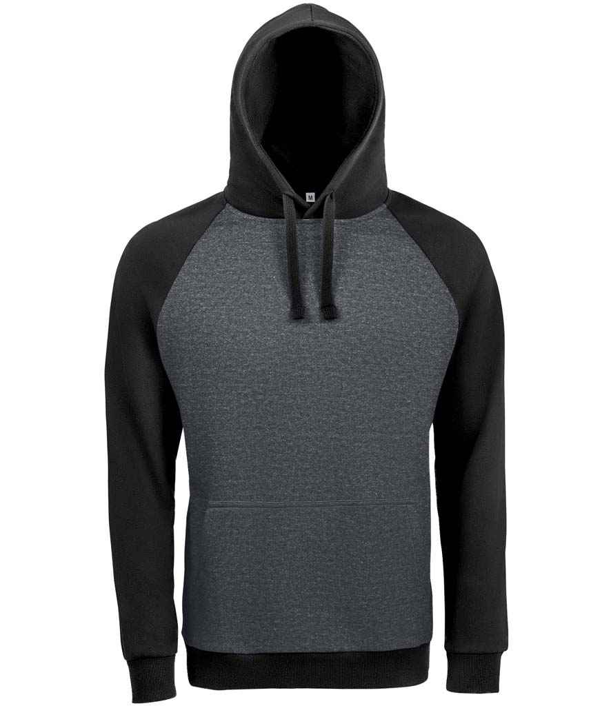 SOL'S Unisex Seattle Contrast Raglan Hoodie 02998 - Charcoal Marl/Black
