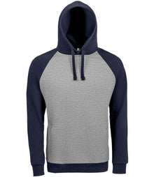 SOL'S Unisex Seattle Contrast Raglan Hoodie 02998 - Grey Marl/French Navy