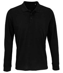 SOL'S Unisex Prime Long Sleeve Piqué Polo Shirt 03983 - Black