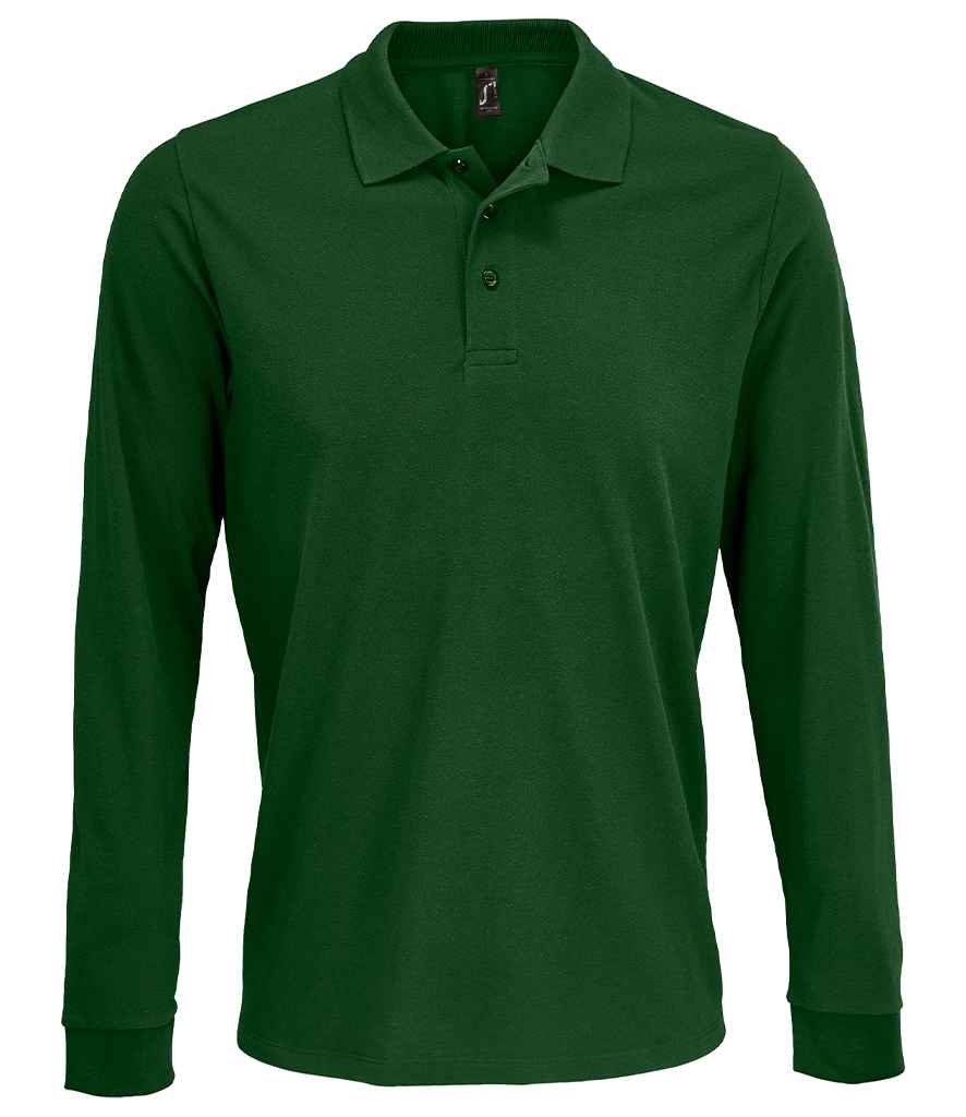SOL'S Unisex Prime Long Sleeve Piqué Polo Shirt 03983 - Bottle Green