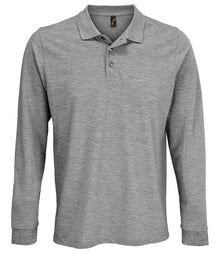 SOL'S Unisex Prime Long Sleeve Piqué Polo Shirt 03983 - Grey Marl