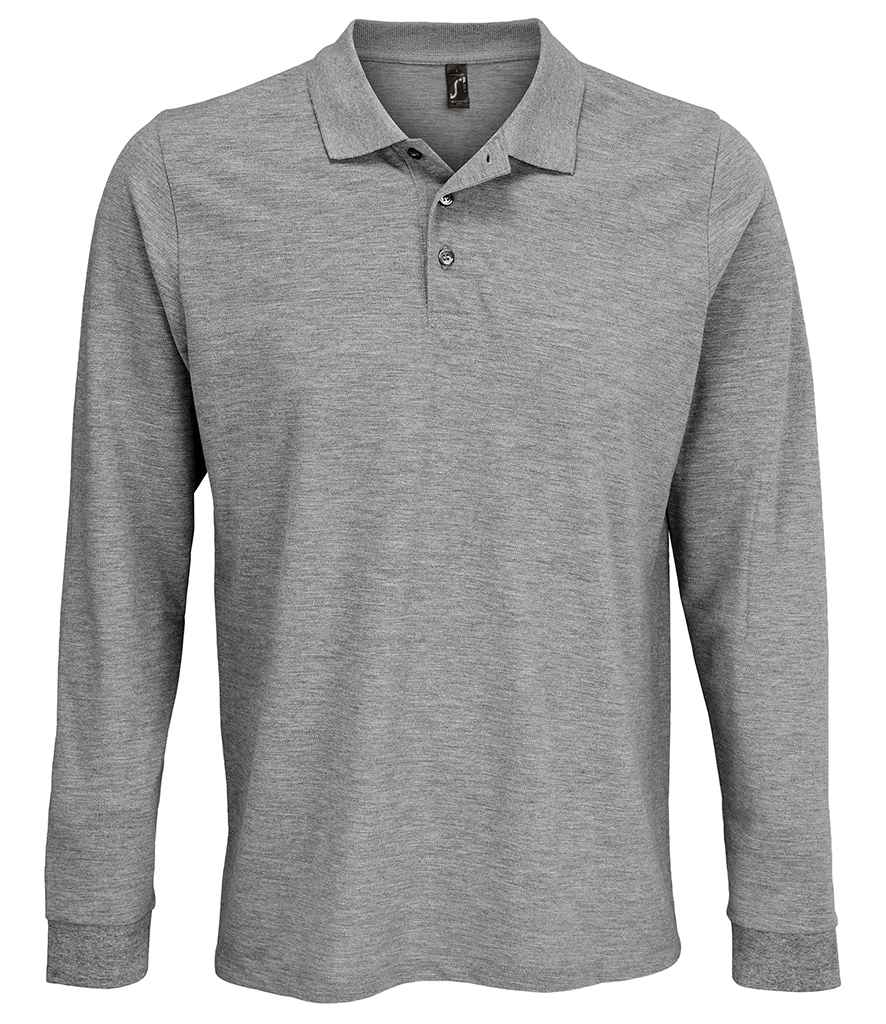 SOL'S Unisex Prime Long Sleeve Piqué Polo Shirt 03983 - Grey Marl