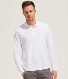 SOL'S Unisex Prime Long Sleeve Piqué Polo Shirt 03983 - 03983 White Model
