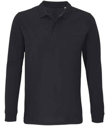 SOL'S Unisex Planet Long Sleeve Piqué Polo Shirt 04241 - Black