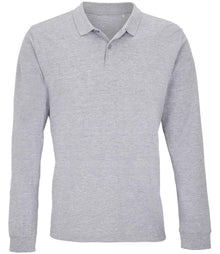 SOL'S Unisex Planet Long Sleeve Piqué Polo Shirt 04241 - Grey Marl