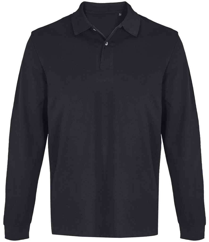 SOL'S Unisex Pacific Long Sleeve Piqué Polo Shirt 04441 - Black