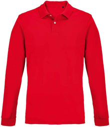 SOL'S Unisex Pacific Long Sleeve Piqué Polo Shirt 04441 - Red